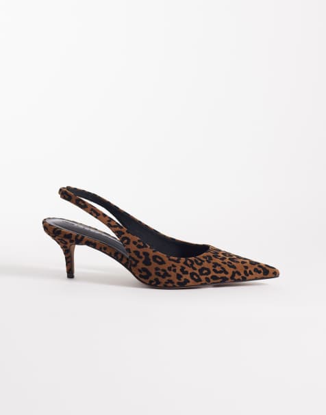 ASOS DESIGN – Shade – Schuhe aus Wildlederimitat mit Kitten-Absatz, Fersenriemen und Leopardenmuster - view 1