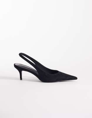 Asos Design Shade Slingback Kitten Heels In Black