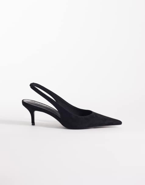 ASOS DESIGN – Shade – Svarta skor i mockaimitation med hälrem och taxklack - view 1