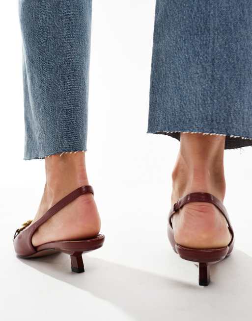 ASOS DESIGN – Shade – Vinröda skor med kedjelänkar, hälrem och taxklackar, 3 av 4