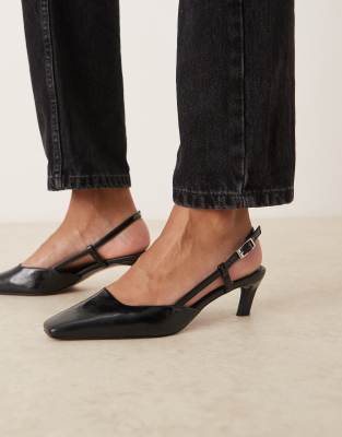  Shadow chisel toe slingback mid heel shoes 