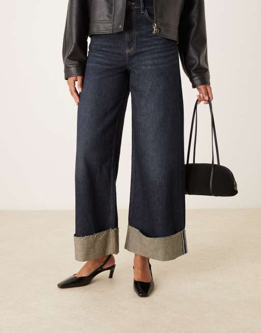 ASOS DESIGN Shadow chisel toe slingback mid heel shoes in black