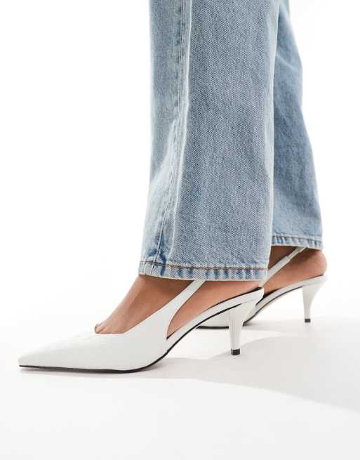 ASOS DESIGN - Shake - Chaussures à petit talon et bride arrière - Blanc croco, 3 de 4
