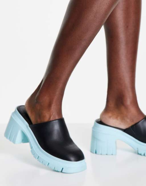 ASOS DESIGN – Shake – Czarne masywne klapki na średnim obcasie 
