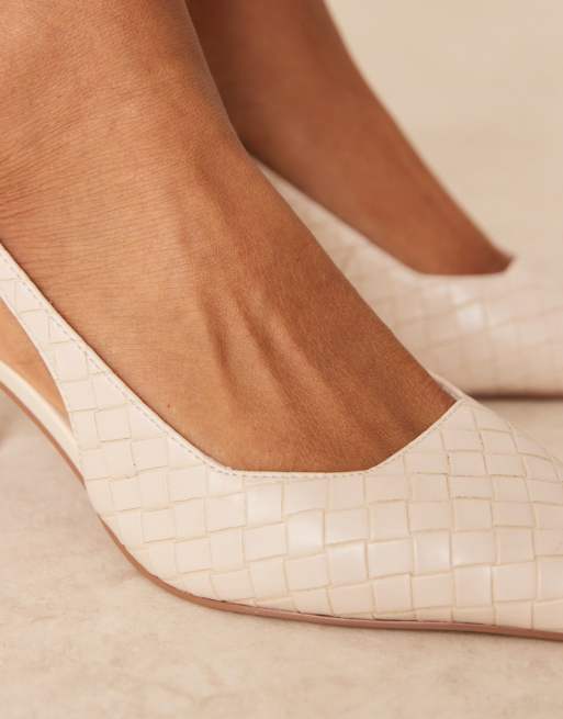 ASOS DESIGN - Shake - Scarpe bianco sporco con design intrecciato e tacchetto a spillo, 4 di 4