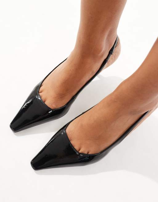 ASOS DESIGN – Shake – Svarta, lackade pumps med taxklack och hälrem , 3 av 4