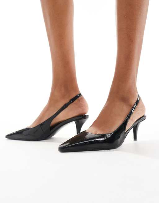 ASOS DESIGN – Shake – Svarta, lackade pumps med taxklack och hälrem , 4 av 4