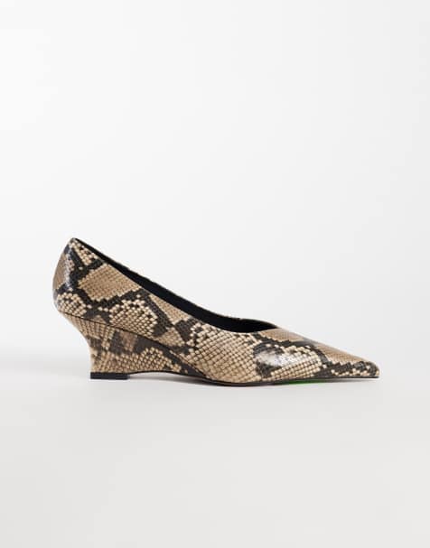 ASOS DESIGN Shakira pumps med kilklack i ormprint - view 1