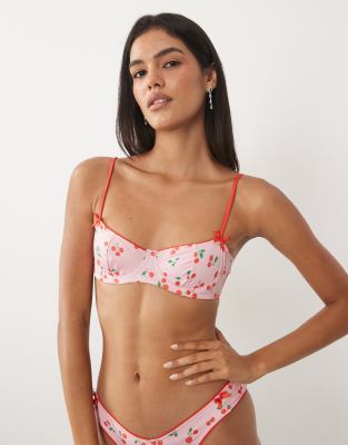 Asos Design Shannon Picot Balconette Underwire Bikini Top In Purple