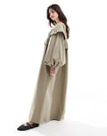 [ASOS DESIGN] ASOS DESIGN shapeless frill smock midi dress with oversized sleeves in roasted cashew-Orange 10 Roasted cashew
