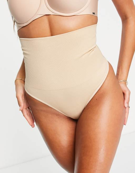 ASOS DESIGN shaping control thong in beige