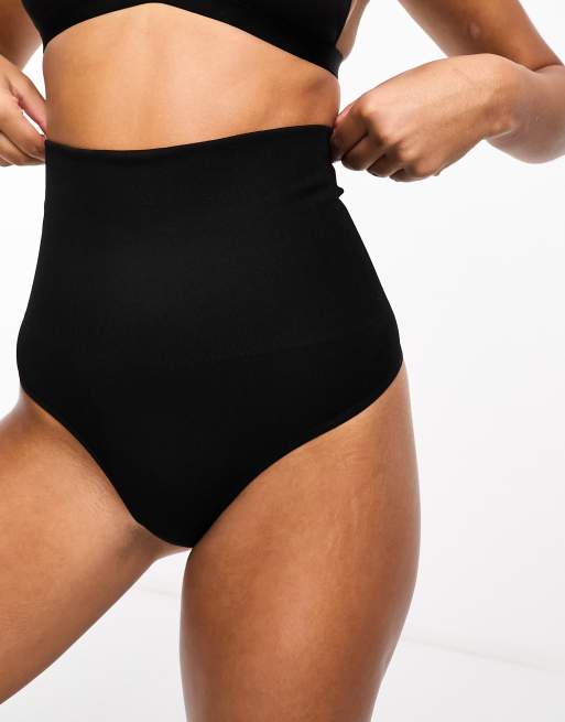 ASOS DESIGN shaping control thong in black