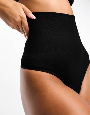 Asos Design Shaping Control Thong In Black