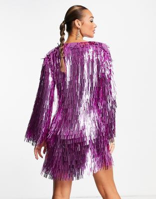 asos sequin wrap mini dress ASOS EDITION floral sequin wrap mini dress in white and silver