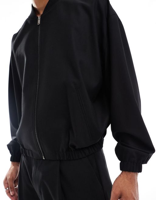 ASOS DESIGN sharp bomber jacket in black - part of a set | ASOS