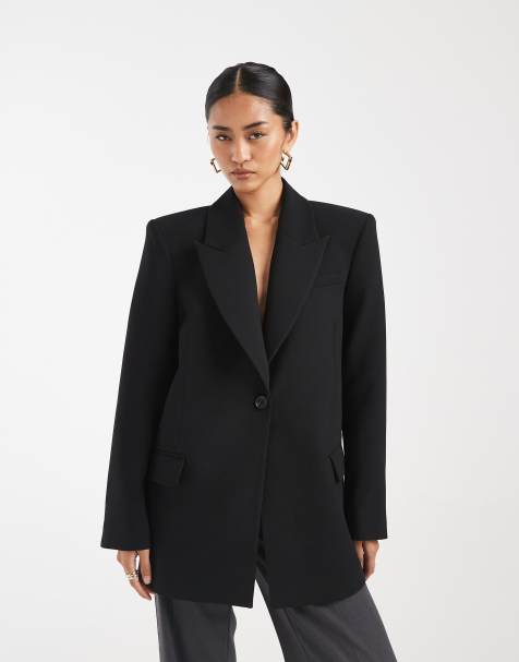 ASOS DESIGN sharp shoulder blazer in black