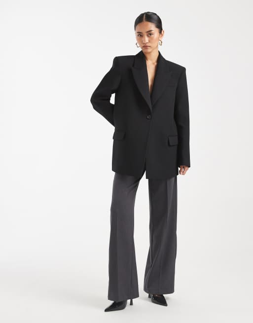ASOS DESIGN sharp shoulder blazer in black, 2 of 4