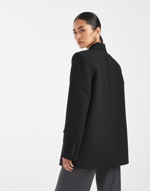 ASOS DESIGN sharp shoulder blazer in black, 4 of 4