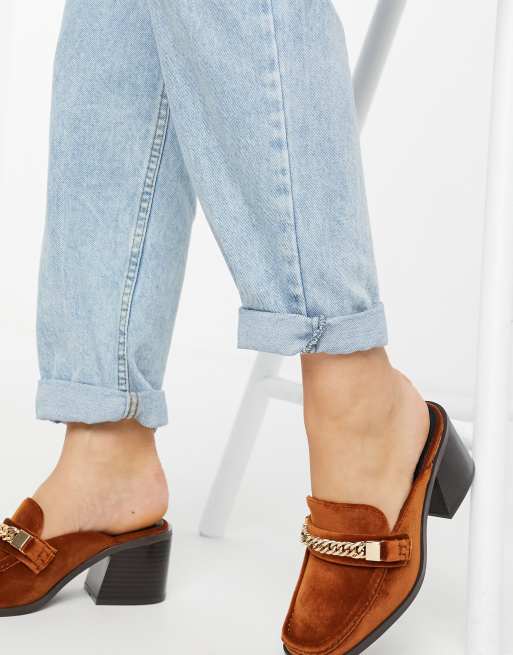 Loafer mule heel sale