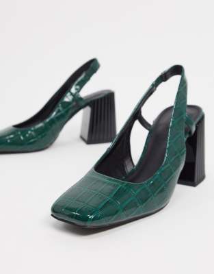 green croc heels