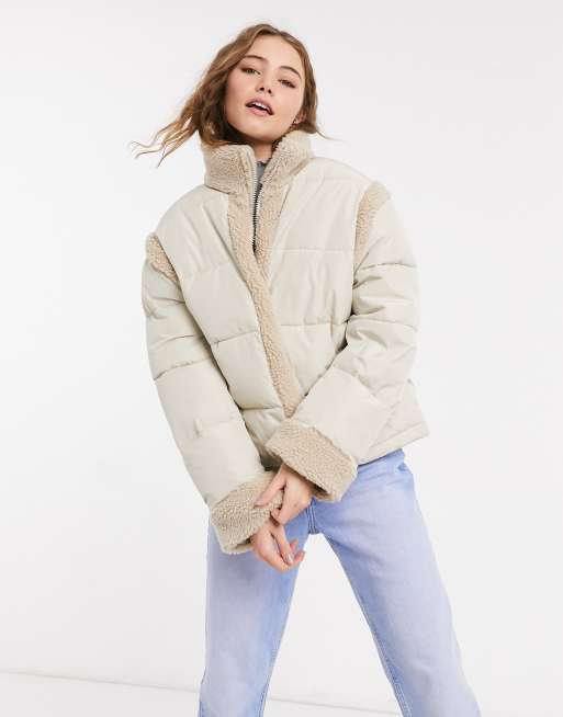 Shearling store puffer jacket