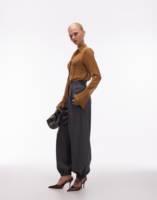 ASOS DESIGN sheer 90's shirt in gold, 4 of 4