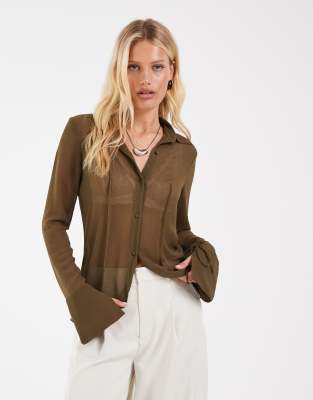 Asos Design Sheer 90's Shirt In Green