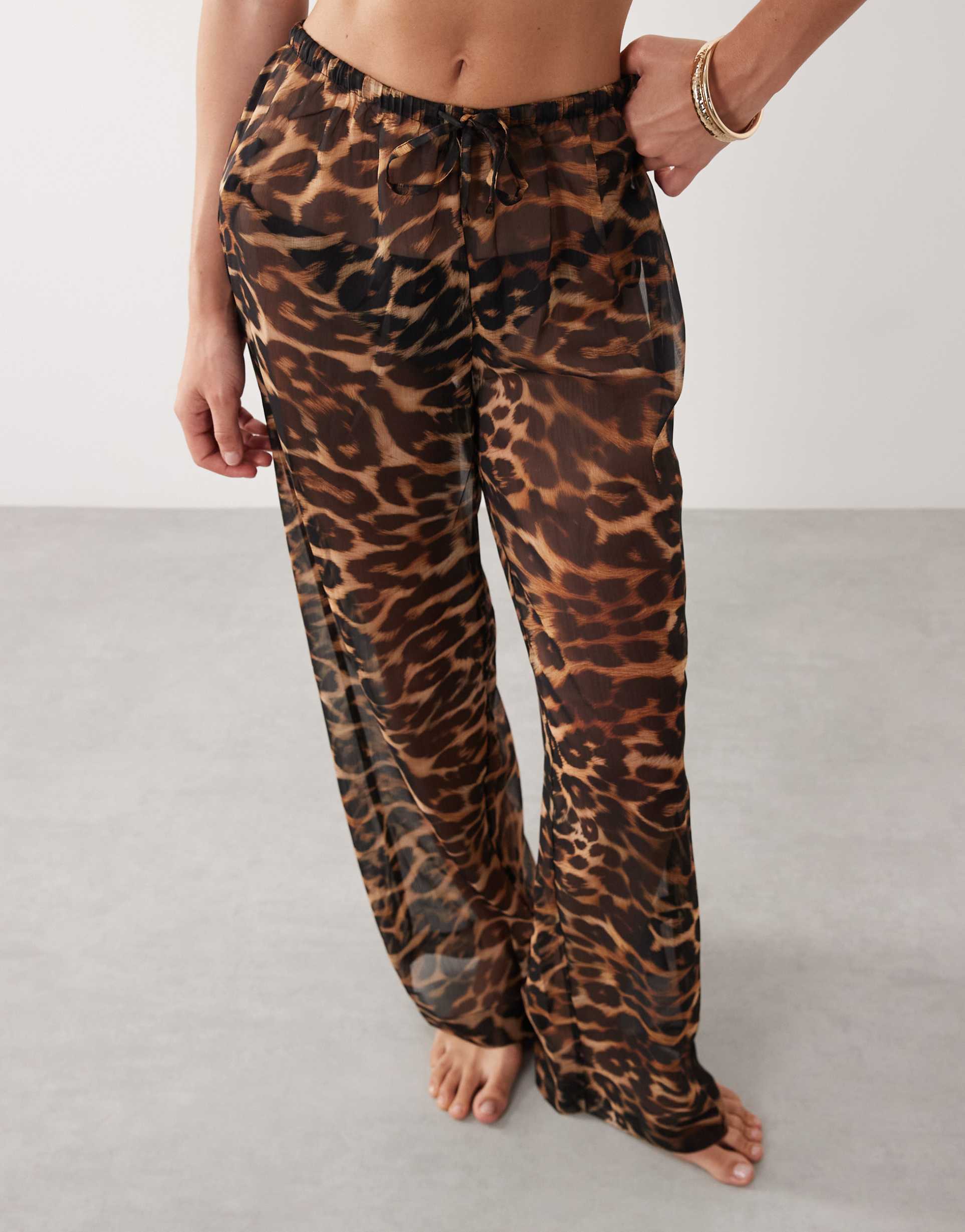 asos design sheer animal print pants