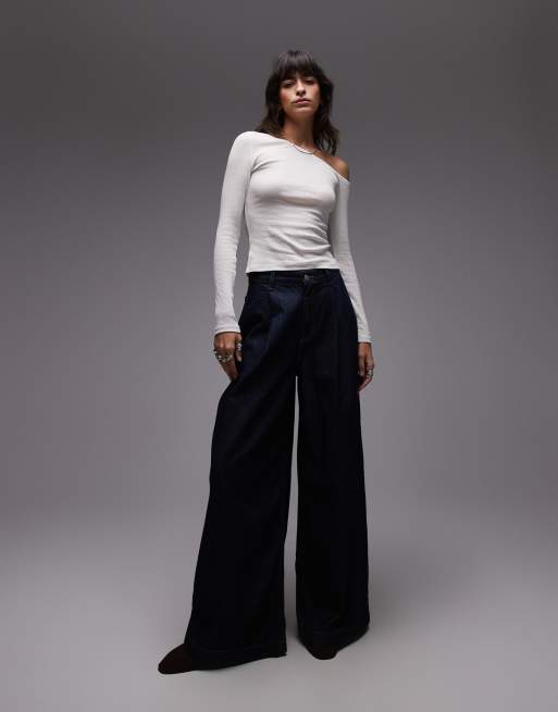 ASOS DESIGN sheer asymmetric second skin top in ivory