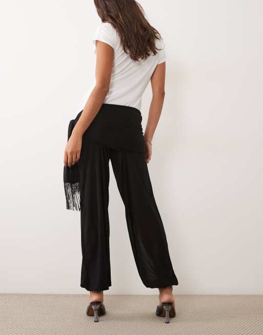 ASOS DESIGN sheer balloon trouser with fringing in black, 3 of 5