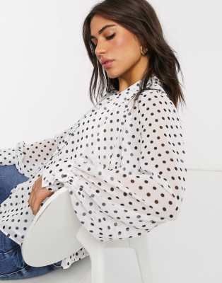 sheer blouse with polka dots