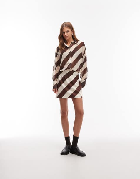 ASOS DESIGN sheer chiffon co-ord shirt in stripe - view 1