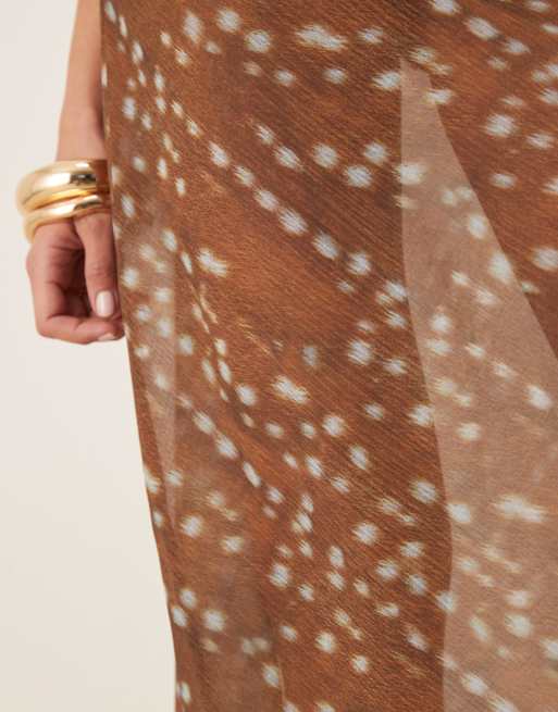 ASOS DESIGN sheer chiffon maxi skirt in deer print