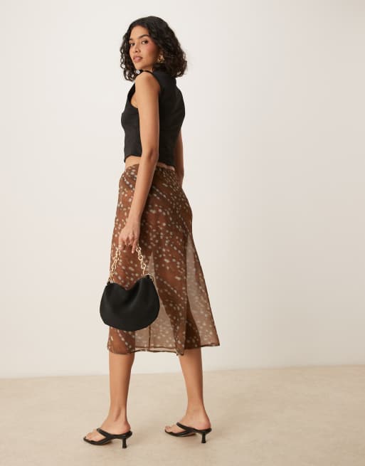 ASOS DESIGN sheer chiffon maxi skirt in deer print