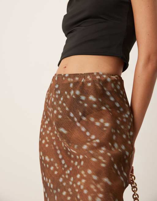ASOS DESIGN sheer chiffon maxi skirt in deer print