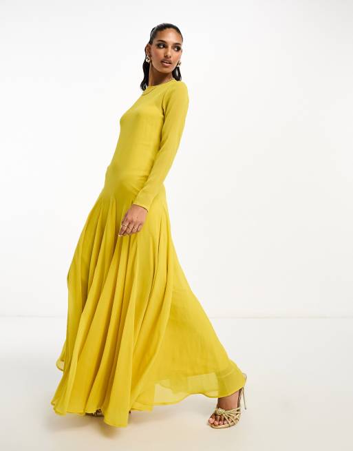 Long sleeve shop maxi dress yellow