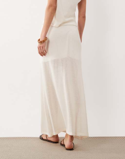ASOS DESIGN sheer co-ord maxi skirt in white, 5 of 5