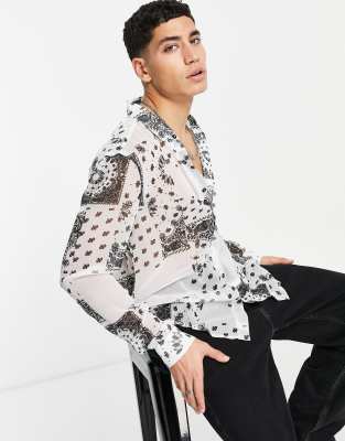 ASOS DESIGN sheer crepe shirt in paisley bandana print - ASOS Price Checker