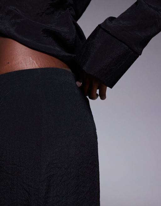 ASOS DESIGN sheer crinkle co-ord maxi skirt in black, 5 of 5