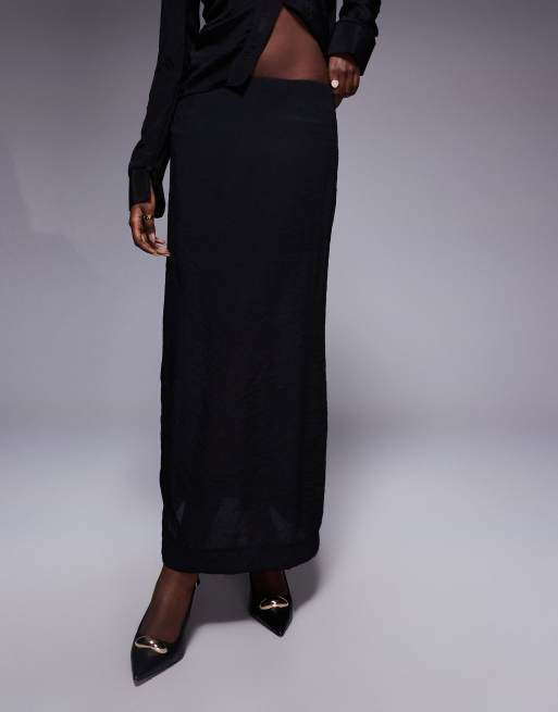 ASOS DESIGN sheer crinkle maxi skirt in black - part of a set, 2 of 5