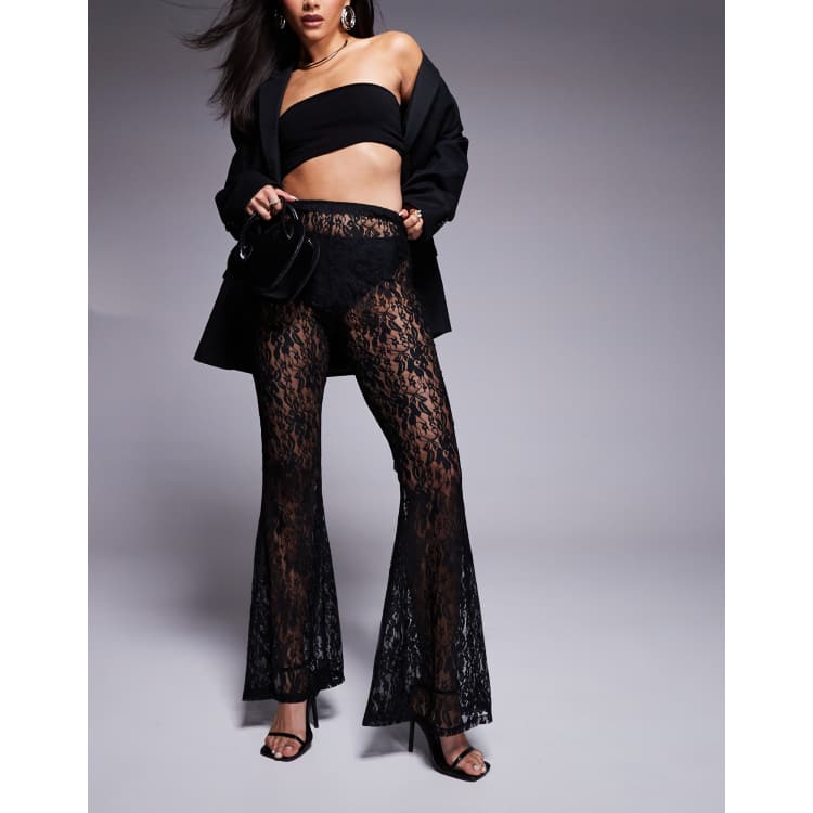 ASOS DESIGN sheer extreme flare high waist lace pants in