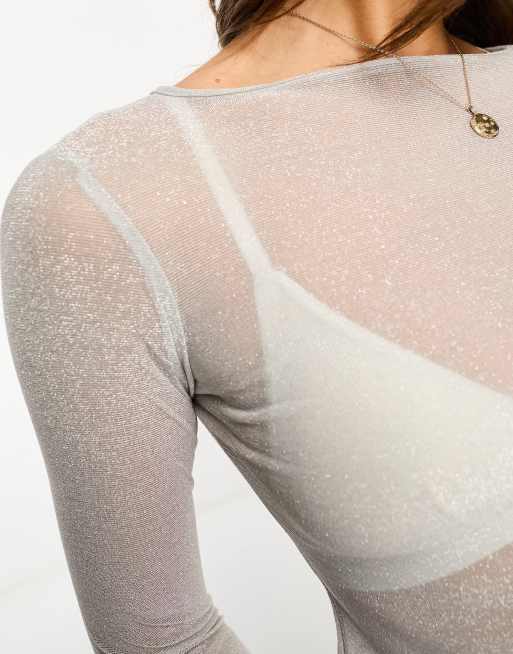 Cyrus Mesh Top in Silver - Glue Store