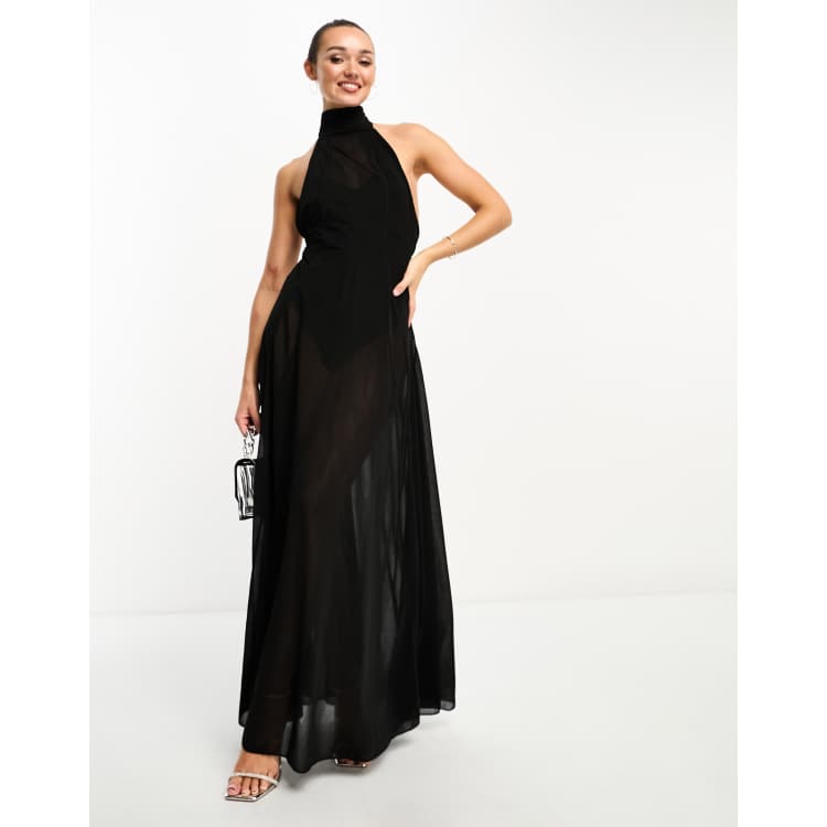 【新品タグ付き】Acka. sheer shoulder dress 黒 S Alice + Olivia Anja Draped One-Shoulder Maxi Dress | Saks