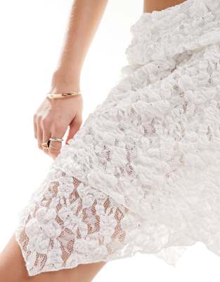 Ivory Lace Handkerchief Hem Dress