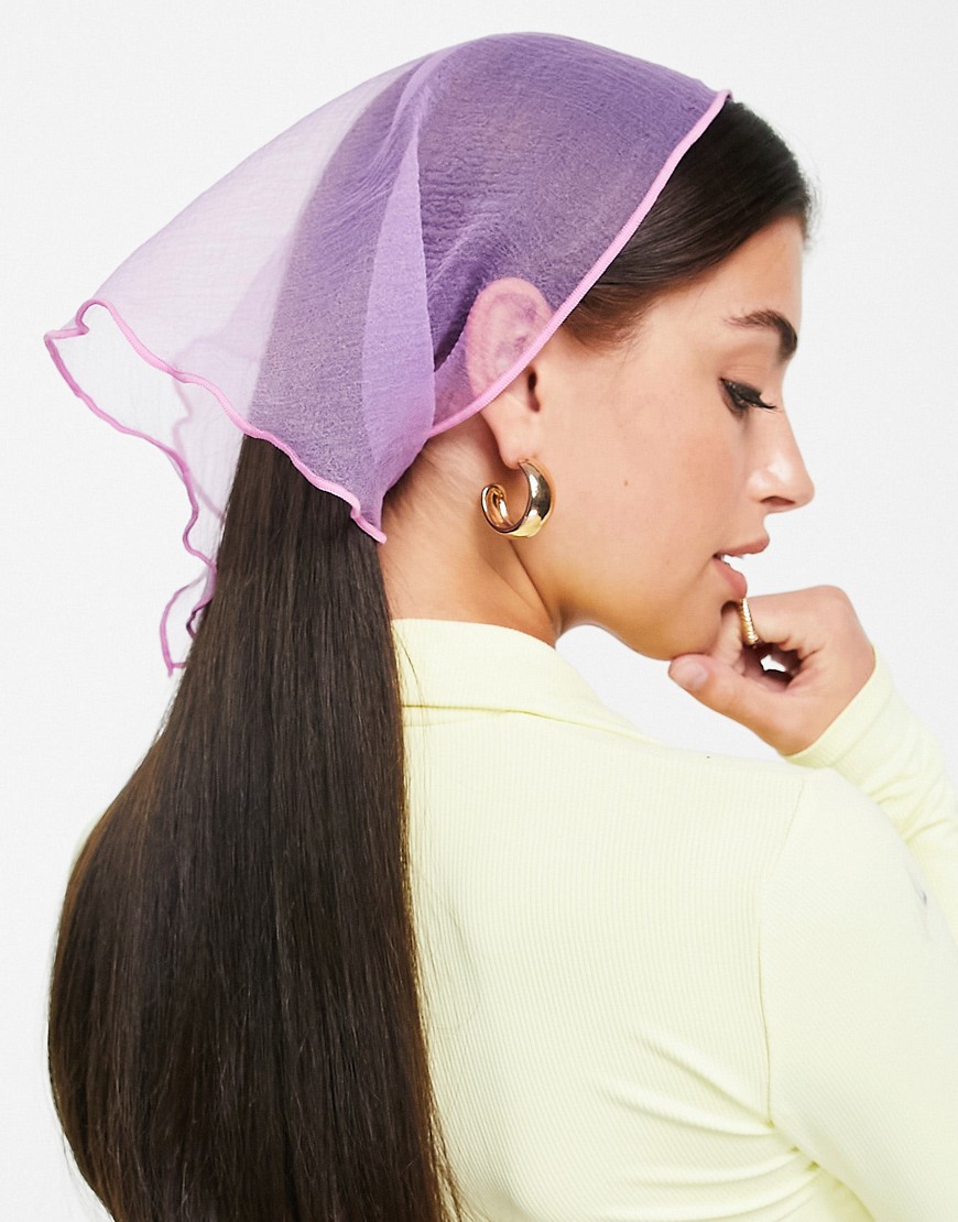 ASOS DESIGN sheer headscarf in lilac-Multi