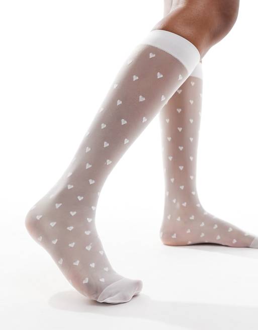 White sheer knee outlet high socks