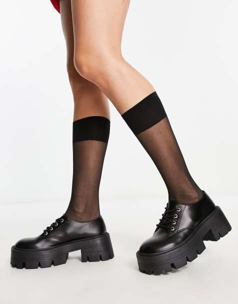 ASOS DESIGN sheer knee high socks in black - view 1