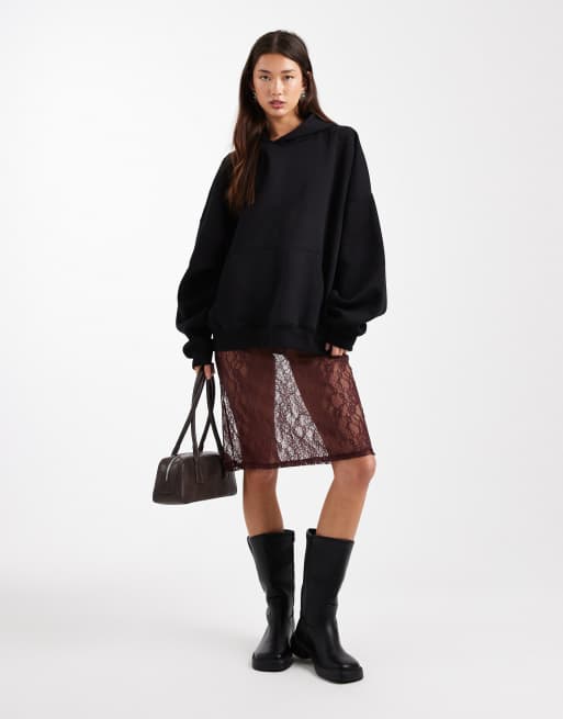 ASOS DESIGN sheer lace maxi skirt in fig