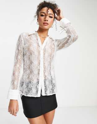 womens white lace shirt