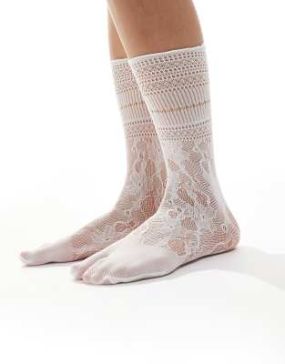 Asos Design Sheer Lace Split Toe Socks